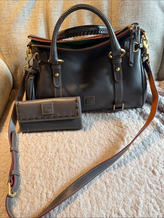 Dooney & Bourke Handbags - Dooney & Bourke Gray Leather Florentine Large Satchel with Wallet